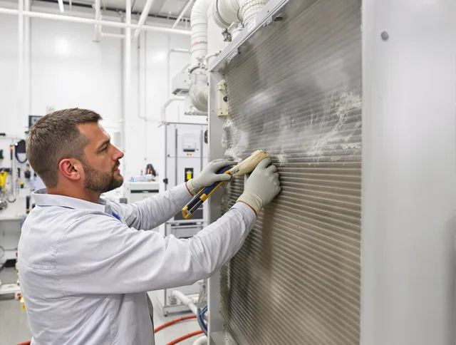 Portsmouth Air Duct Cleaning technician performing precision commercial coil cleaning at a Portsmouth business