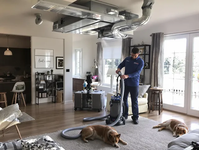 Portsmouth Air Duct Cleaning technician performing detailed indoor duct cleaning for improved air quality in Portsmouth